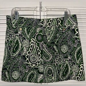 Lilly Pulitzer Green and White Paisley Mini Skirt